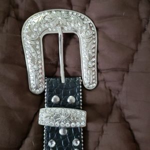 Black rhinestone studded belt